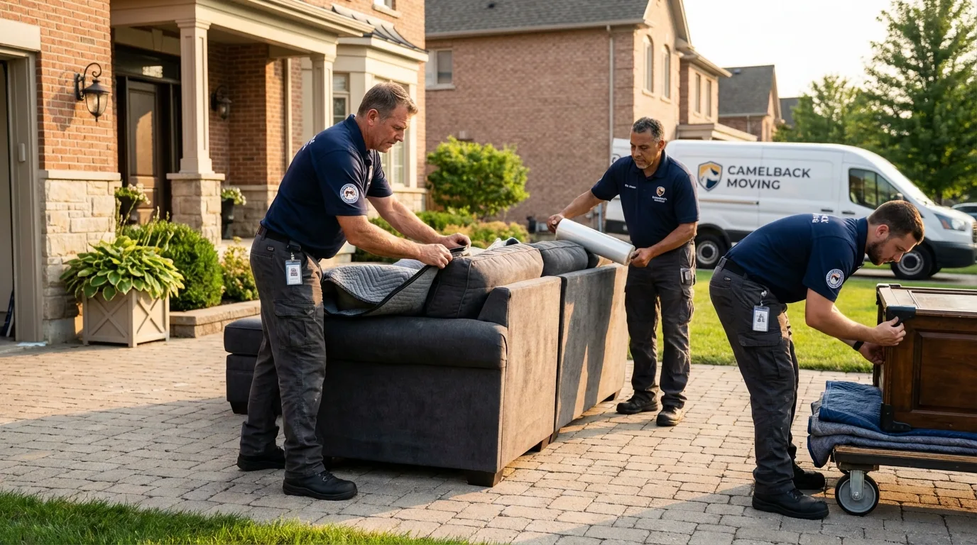 Large estate moving crew wrapping furniture in Griffin, GA